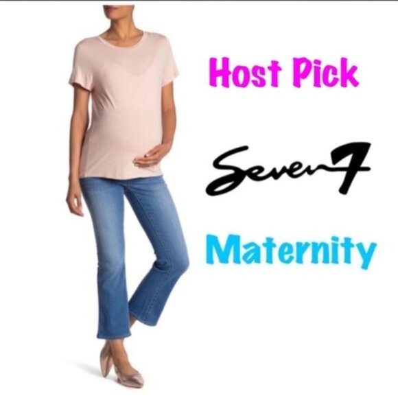 Seven7 Maternity Womens 5 Pockets Cropped Flared Bootcut Jeans Sz 12 New - Picture 9 of 10